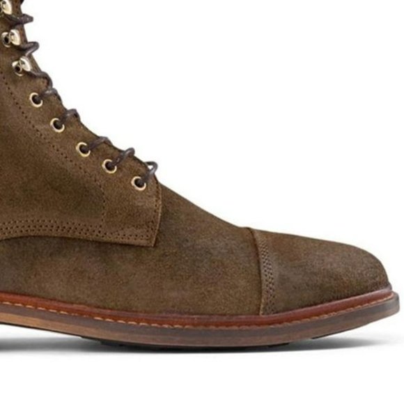 NEW $195 Shoe The Bear Mens Curtis Waxed Suede Khaki Green Ankle Boots 44 US 11 - Picture 4 of 7